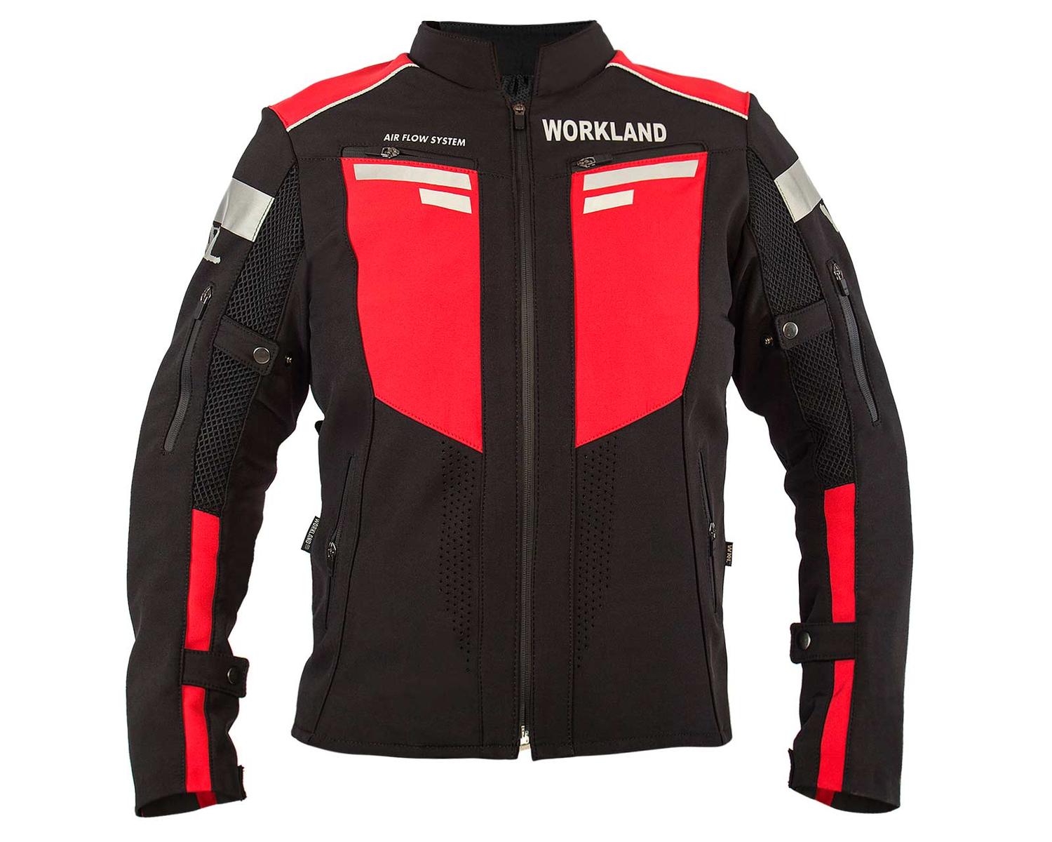 Chamarra motociclista hombre protectores WKL 1985 Negro Rojo