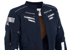 Cargar imagen en el visor de la galería, Chamarra motociclista hombre protecciones impermeable WKL 1985 Azul Marino
