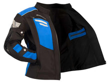 Cargar imagen en el visor de la galería, Chamarra moto mujer impermeable protecciones biker WKL 1985 Negro/Azul

