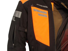 Cargar imagen en el visor de la galería, Chamarra moto hombre biker impermeable proteccion WKL 1985 Negro /Naranja
